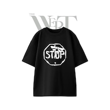 Thewert Last Of Us Stop Tasarım Baskılı Ünisex Siyah Oversize T-shirt
