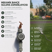 Mekanik Bahçe Sulama Zamanlayıcısı 15-120 Dakika Ayarlı Otomatik Musluk Sulama Saati Tek Program