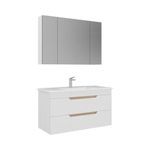 Orka Lena 100 Cm Mat Beyaz Çekmeceli Banyo Dolabı Takımı Beyaz