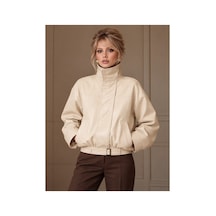 Gael Urban Vanilla Theory Vegan Deri Krem Rengi Bomber Ceket Krem Krem