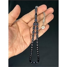 Siyah Mavi Sürmeli Uçak Camı Tesbih Arpa Kesim 11mmx7mm T-765