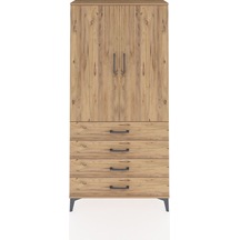 Arges Dolap 3 Raflı 4 Çekmeceli 2 Kapaklı 88x30x182 Çam-çam Atlas Çam