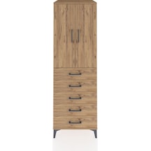 Kronos Dolap 2 Raflı 5 Çekmeceli 2 Kapaklı 60x59x182 Çam-çam Çam