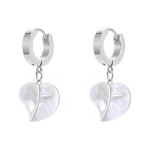 Gümüş Yeni 316l Paslanmaz Çelik Lüks Takı Avrupa Amerikan Zarif Doğal Kabuk Yaprak Asılı Damla Küpe Kadınlar Için