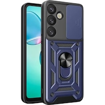 Mey İthalat Samsung Uyumlu Galaxy S25 Fe Pars Lens Yüzüklü Silikon - Lacivert