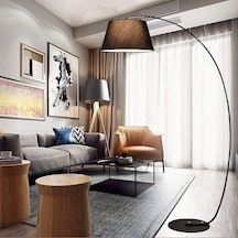 Riolight Retro Siyah Metal Gövde Siyah Kumaş Başlık Lambader Köşe