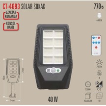 Ct-4693 40w Solar Led Projetör 1 Adet Beyaz Işık
