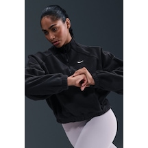 Nike One Oversize Therma-fit Half Zip Womens Sweatshirt Bol Kesim Yarım Fermuar Dik Yaka Polar Kadın Sweatshirt Siyah