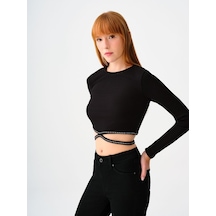 LOFT Crop Kadın Bluz U.kol Lf2037734 Q1.v1 Siyah
