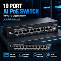 Kr-s1710gu-ap 8+2 Port Aı Poe Switch 8 Poe, 2 Gigabit Uplink, Vlan Ve 300 Metre Extend