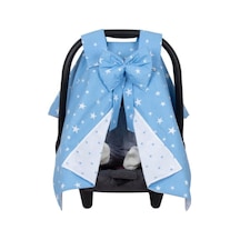 Sevi Bebe Fiyonklu Anakucağı Örtüsü Mavi Yıldızlı Desen