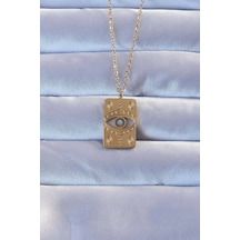 316l Çelik Gold Renk İşlemeli Nazarlı Vintage Kolye Çok Renkli Çok Renkli