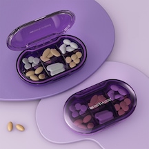 Yeiuyi Oval 6 Izgara Sınıflandırılmış Hap Kutusu Taşınabilir Ev Saklama Kutusu Mor