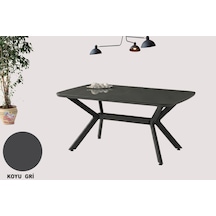 Anka Açılır Mdf Masa Tesla Metal Ayak Mutfak,salon,yemek Odası Masası 80x130 Cm Koyu Gri