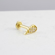 Glorria Altın Melek Kanadı Tragus Piercing Sarı