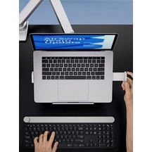 Monitör Koluna Takılabilen Dikey Laptop Tutucu Stand 12 18 Arası 9 Kg Taşıma Kapasiteli Abanoz