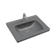 60 Cm Etajerli Lavabo, Mat Antrasit Tasarım 508 Yeşil