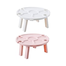 Açık Piknik Taşınabilir Katlanır Şarap Masası Pembe