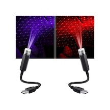 Upway Usb Lazer Yıldız Projektörü 2 Adet Kırmızı Mor Gece Lambası Oto Aksesuarı Diğer