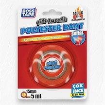 Boss Tape Polyester Çift Taraflı Isıya Dayanıklı Bant 1,6mm Şeffaf 15x5mt 140 Bt-01038