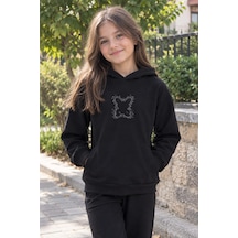 Pançiko Kız Çocuk Kapişonlu Sweat siyah