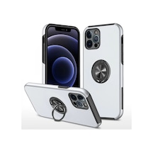 Apple İphone 12 Pro Kılıf Elit Yüzüklü Kapak - Gümüş Çok Renkli