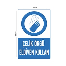 Metal Çelik Örgü Eldiven Kullan 20cm X 30cm A4 Büyüklüğünde Uyarı Levhası Yönlendirme Tabelası