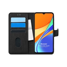 Xiaomi Redmi 10a İçin Kılıf Fabric Book Wallet Siyah Redmi 10a İle Uyumlu Kılıf - Siyah