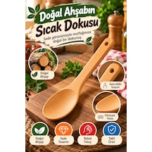 23 Cm Doğal Ahşap Yemek Kaşığı Tahta Pişirme Karıştırma Servis Kaşığı Mutfak Gereci Asma Delikli Tip