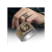 Kartal Başı Desenli Mikro Taşlı 925 Gümüş Erkek Yüzük