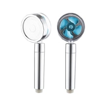 Primepickings Ddxmywzs-blue Turbo Fan Tahrikli Jet Duş Pervanesi Duş Başlığı Yağış Yüksek Basınçlı Fanlı 2 Katlı Gri