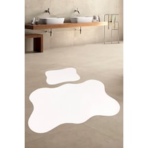 Anatolia 2'li Krem 80x140 + 50x70 Cm Büyük Ebat Banyo Paspası Seti Kaymaz Tabanlı Klozet Takımı Krem