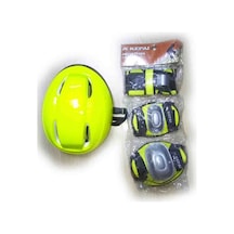 Sarı Kask Dizlik Dirseklik Eldiven Koruyucu Set Sarı