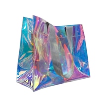 Rm Promosyon R&m Promosyon Su Geçirmez Şeffaf Pvc Kadın Plaj Ve Omuz Çantası - Hologram 7 Farklı Sap Rengi Seçeneği Hologram - Gri Sap Hologram - Gri Sap