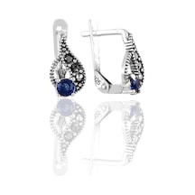 Gümüş Markazit ve Safir Taşlı Damla Modeli Küpe N11.32686