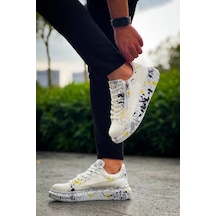 Kb-02 Kuback Bağcıklı Crocodile Beyaz Sarı Günlük Erkek Ayakkabı Beyaz4