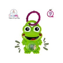 Kurbağa Figürlü Işıklı Sesli Çıngırak Bebek Oyuncağı +3 Ay Beyaz