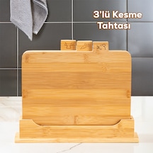 Porsima 16668 Piero Bambu 3'lü Standlı Kesme Tahtası Kesim Panosu