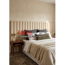 12 Adet Dekoratif Akustik Kumaş Kaplı Panel- 10x100cm Krem