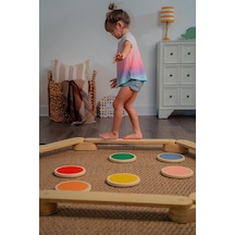 Montessori Ahşap Denge Kirişi, Denge Tahtası, Basamak Taşları, Aktivite Çocuk Oyuncağı 5 Sopa+5 Taş