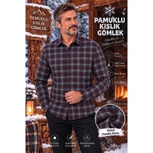 Eren Style Flanel Kışlık Pamuklu Kapaklı Cepli Düğmeli Yaka Gömlek Regular Kalıp Bordo