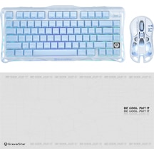 Gravastar K1 Mekanik Gaming Klavye, M1 Pro Kablosuz Optik Mouse Ve Mousepad Oyuncu Seti, Ice Blue Optik