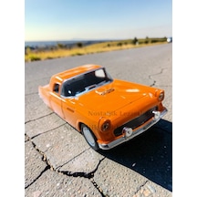 Nostaljik Turuncu 1955 Ford Thunderbird 1/32 Ölçek Metal Çek Bırak Araba Kapılar Açılır Çok Renkli