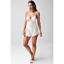 Freshness 9950-şt Saten Askılıı Şort Takımı - Ekru - Xl Ekru