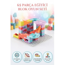 Slide Blocks 65 Parça Parkuru Top Kaydırağı Ve Blok Birleştirme Eğitici Beceri Geliştirme Seti