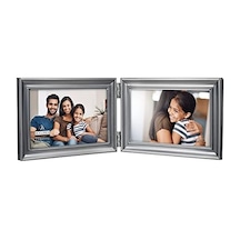Malden International Designs Concourse Kalaylı Metal Menteşeli Resim Çerçevesi, Çift Yatay, 2-4x6, Gümüş