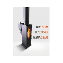 Kapalı Alan Ve Atölye Tipi Bacalı Pelet Sobası 70 Cm - Cam Kapaklı Ekonomik İç Mekan Isıtıcı - 936194655