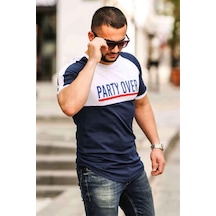 Madmext Baskılı Lacivert Tişört 4027 Lacivert
