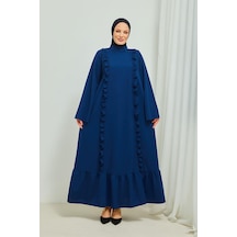Fırfır Detaylı Tesettür Elbise Abaya Brc11m01 Indigo 001