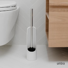 Touch Tuvalet Fırçası Açık Arkalı Gizli Tutuculu Dayanıklı, İnce, Plastik Ve Metal Klozet Temizleyici, Kauçuk Kaplamalı Yumuşak Ve Yoğun Fırça Kılları Tüm İnatçı Lekeleri Çıkarır, Beyaz Beyaz - Çok Renkli